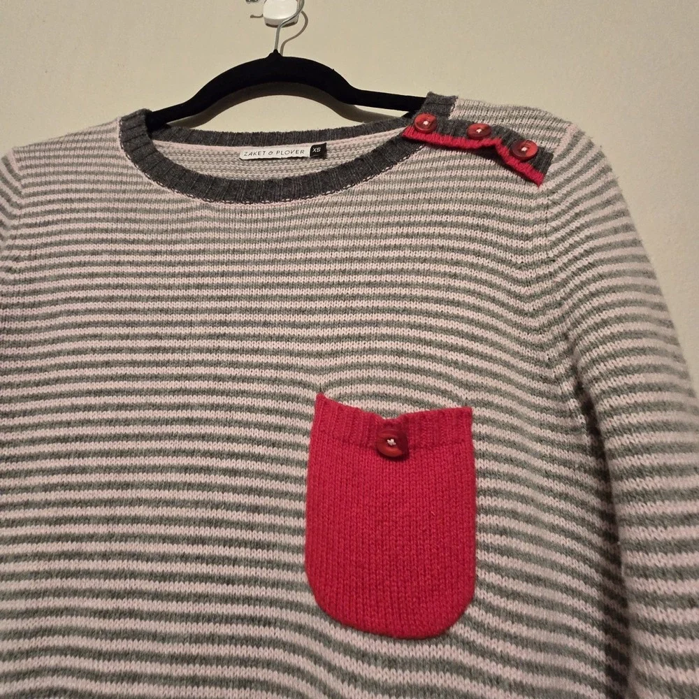 Zaket Plover Striped Sweater‎ Women's XS Merino Cotton Colorful Lightweight